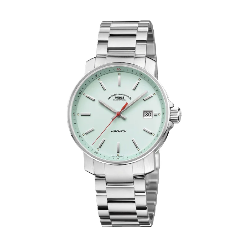 men's analog pilot watches -29er Mint Dial 36.6mm on Stainless Steel Bracelet