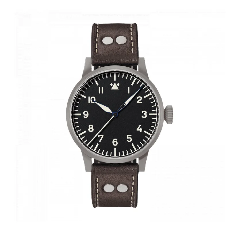 men's pilot watches with cyclops design -Pilot Original Münster Automatic 42mm - Black on Leather Strap men's pilot watches with cyclops design -Pilot Original Münster Automatic 42mm - Black on Leather Strap