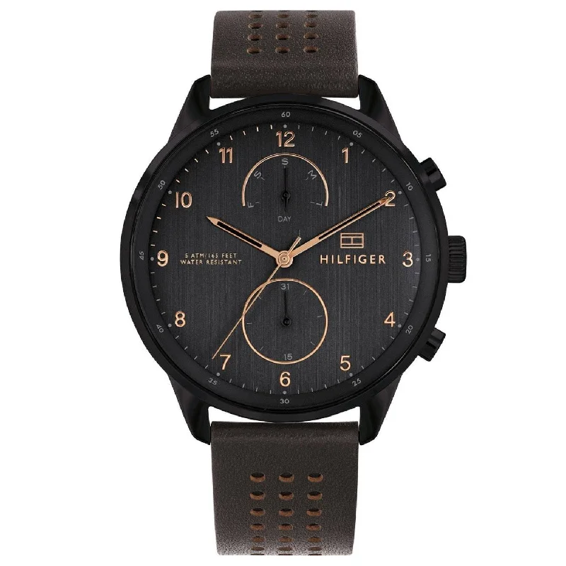 Men's Black Dial Dress Watches-Tommy Hilfiger 1791577 Men's Brown Watch