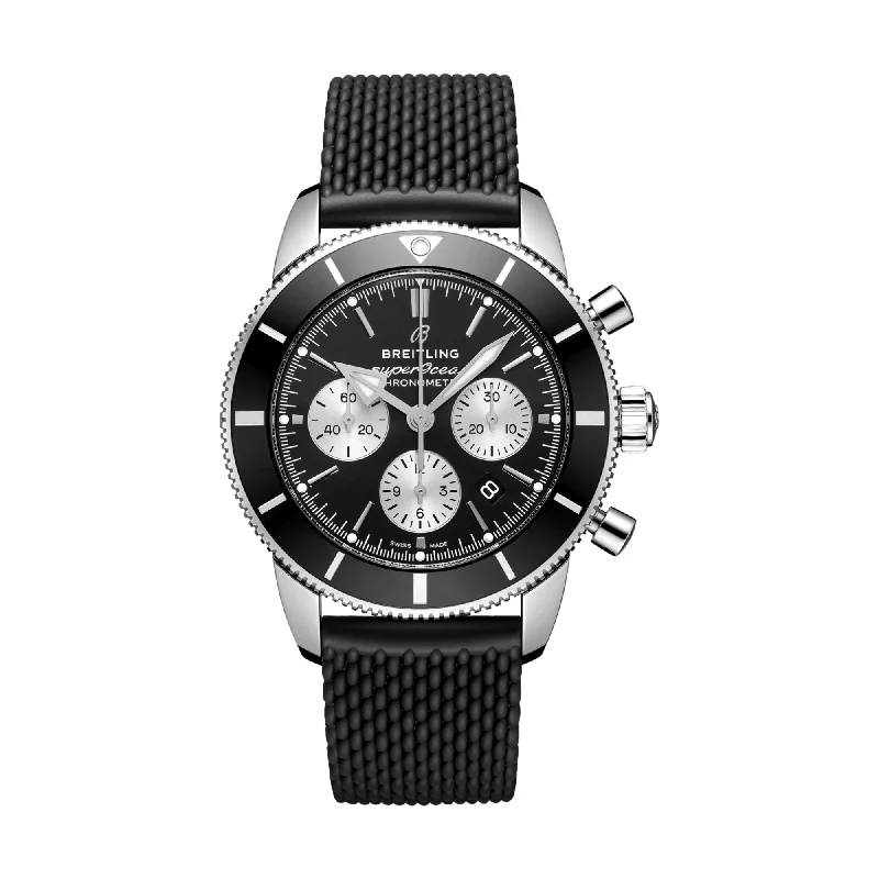 men's chronograph watches with concave style design -Superocean Heritage B01 Chronograph 44mm Stainless Steel - Panda men's chronograph watches with concave style design -Superocean Heritage B01 Chronograph 44mm Stainless Steel - Panda