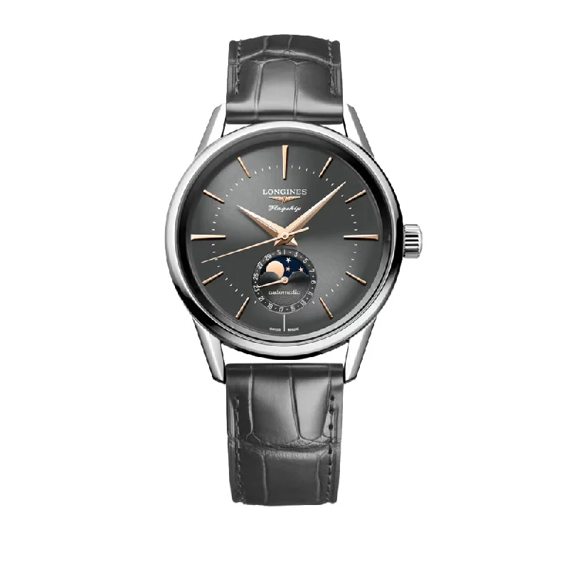 men's dive watches with tritium hands -Flagship Heritage Moonphase 38.5mm - Sunray Anthracite