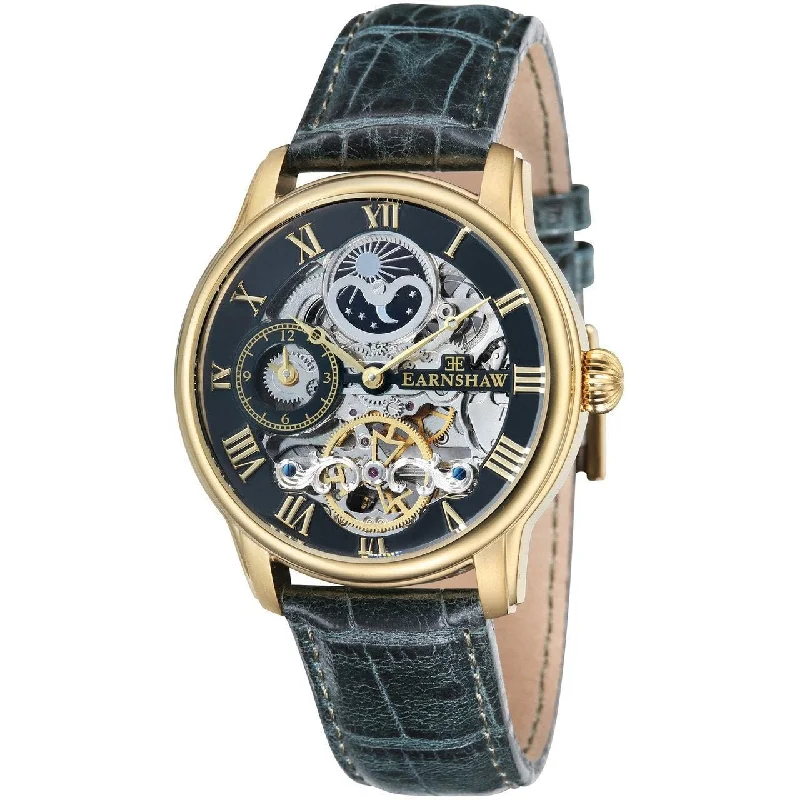 men's skeletonized watches for luxury gifting -Thomas Earnshaw Longitude Automatic Gold Green