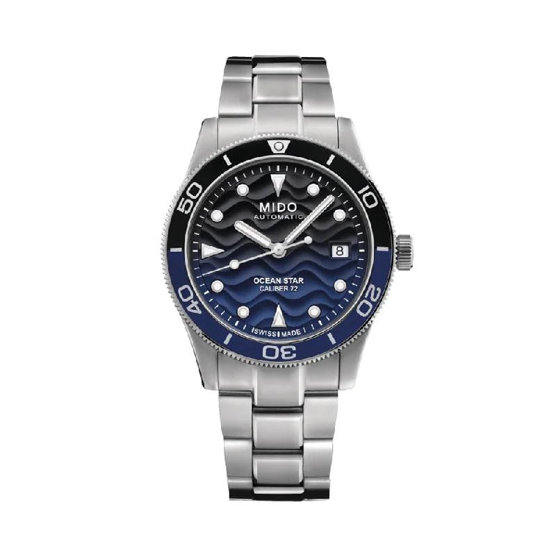 men's pilot watches with rubber style straps -Ocean Star 39mm - Blue Gradient on Bracelet
