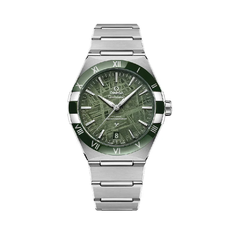 men's GMT watches with nylon style straps -Constellation Co-Axial Master Chronometer 41mm - Green Meteorite on Bracelet
