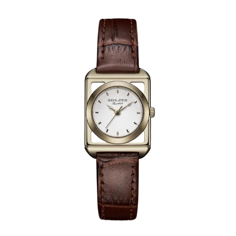women's mechanical watches with diamonds -SOLVIL ET TITUS THE LETTER W06-03345-001 3 HANDS QUARTZ LEATHER WOMEN WATCH