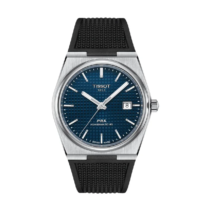 men's digital watches for professionals -PRX Automatic Powermatic 80 40mm Blue Dial on Silicon Strap