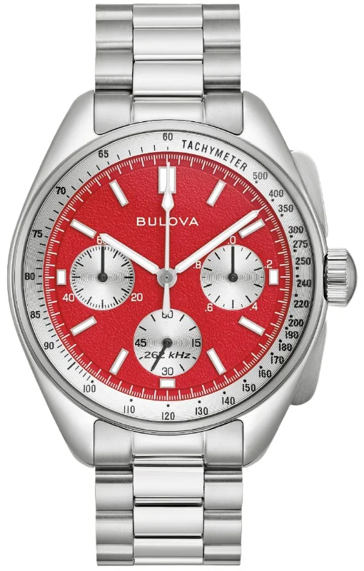 men's chronograph watches with double-domed style design -Bulova Lunar Pilot Chronograph Blood Moon men's chronograph watches with double-domed style design -Bulova Lunar Pilot Chronograph Blood Moon