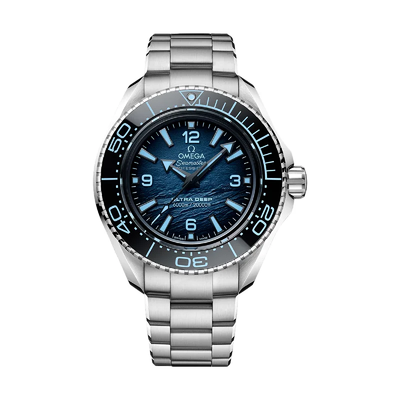 men's chronograph watches with self-winding style design -Seamaster Planet Ocean Ultra Deep 6000M Co-Axial Master Chronometer 45.5 mm - Blue on Bracelet men's chronograph watches with self-winding style design -Seamaster Planet Ocean Ultra Deep 6000M Co-Axial Master Chronometer 45.5 mm - Blue on Bracelet