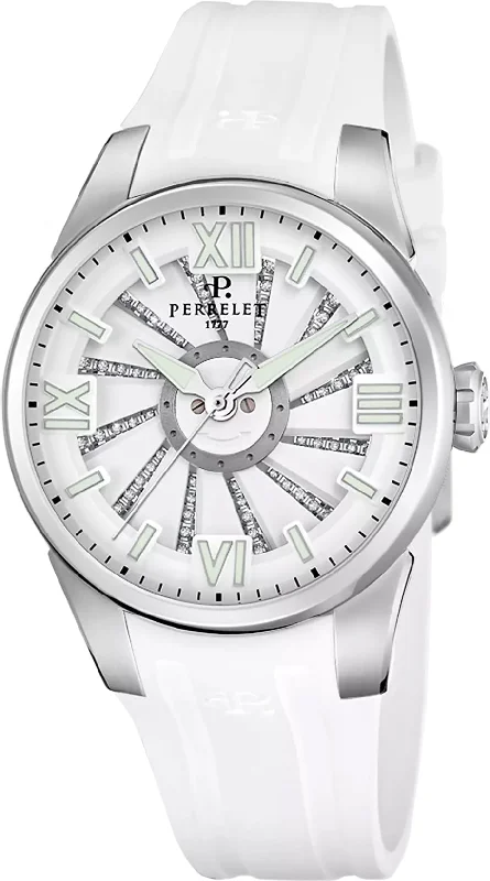 women's mechanical watches with world time design -Perrelet Turbine Lady Frost