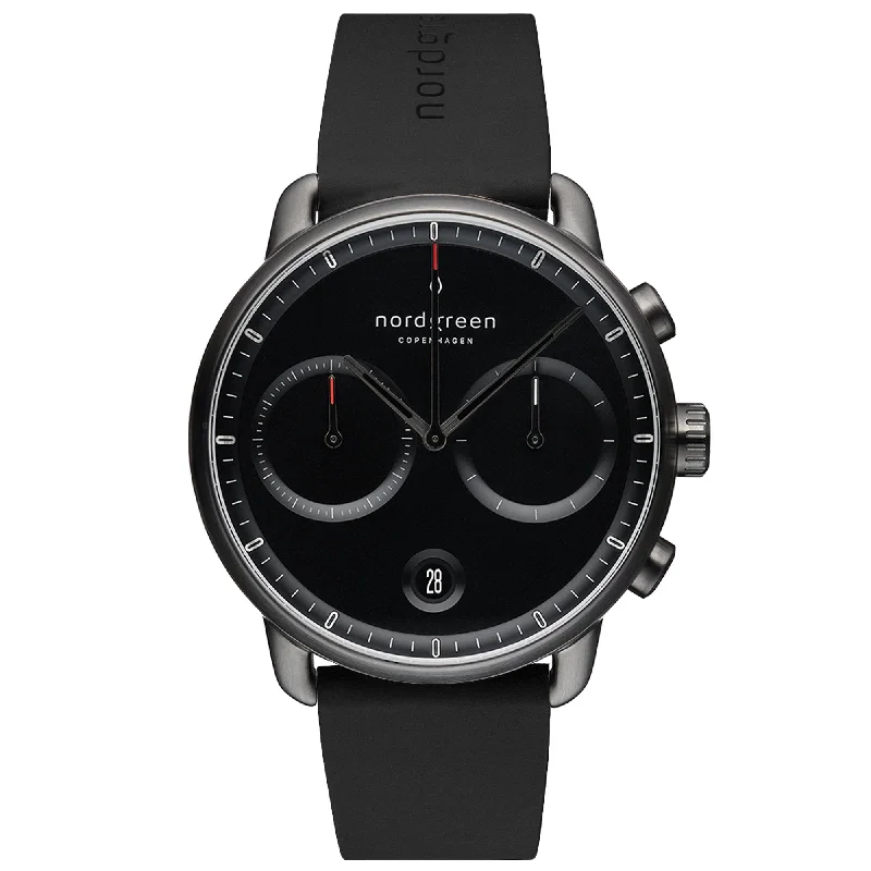 Unisex Summer Style Watches-Nordgreen Pioneer Black Rubber 42mm Gun Metal Case Watch Unisex Summer Style Watches-Nordgreen Pioneer Black Rubber 42mm Gun Metal Case Watch