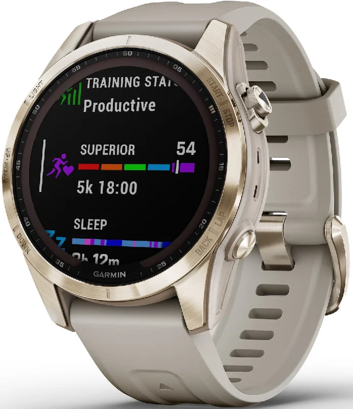 Mens Smart Watches Electrocardiogram-Garmin Fenix 7S Sapphire Solar Cream Gold D