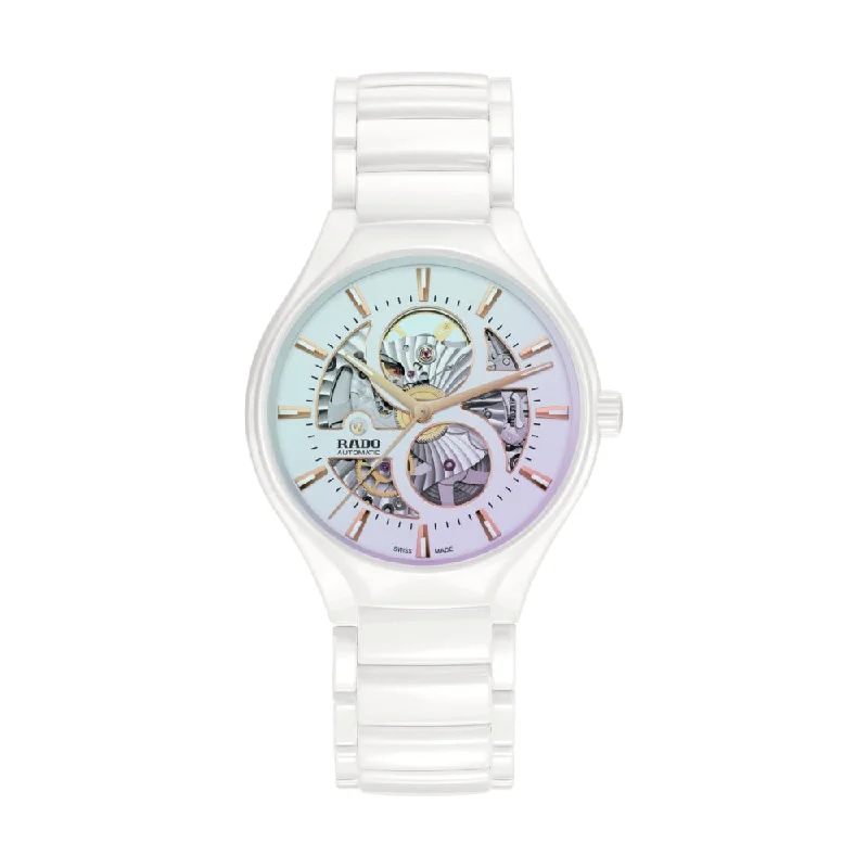 men's dive watches with fabric straps -True Round Automatic Dichroic Limited Edition 40mm - White on Ceramic Bracelet