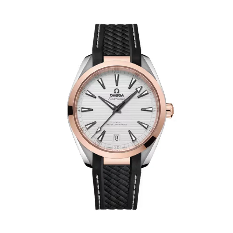 men's dive watches with sapphire crystal -Seamaster Aqua Terra 150M Co-Axial Master Chronometer Sedna™ Gold and Steel 41mm - Silver on Rubber Strap men's dive watches with sapphire crystal -Seamaster Aqua Terra 150M Co-Axial Master Chronometer Sedna™ Gold and Steel 41mm - Silver on Rubber Strap