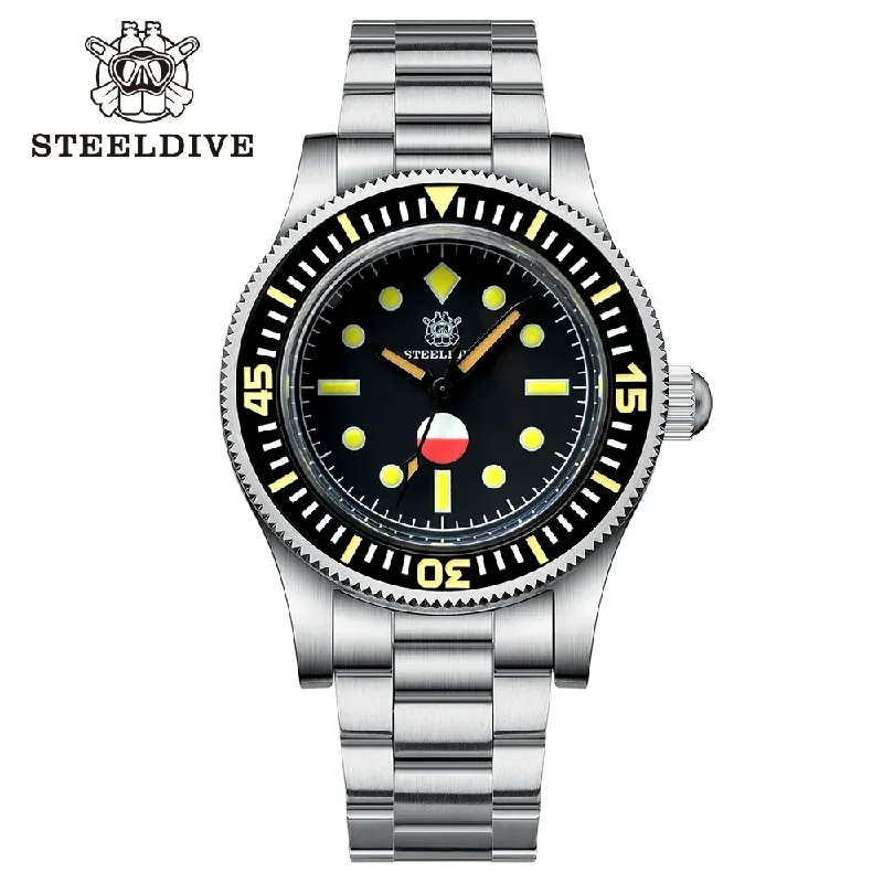men's dive watches with world time -Steeldive SD1952T 50-Fathoms Automatic Watch