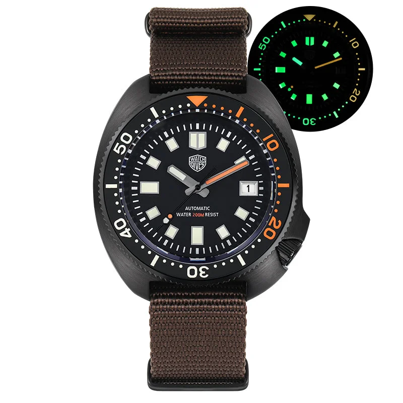 men's dive watches with stopwatch style -Watchdives PVD WD6105 Turtle Diver Watch