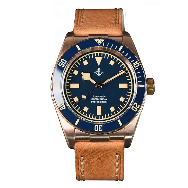 men's dive watches with corrosion-resistant style -Hruodland 39mm BB58 Retro Bronze Watch