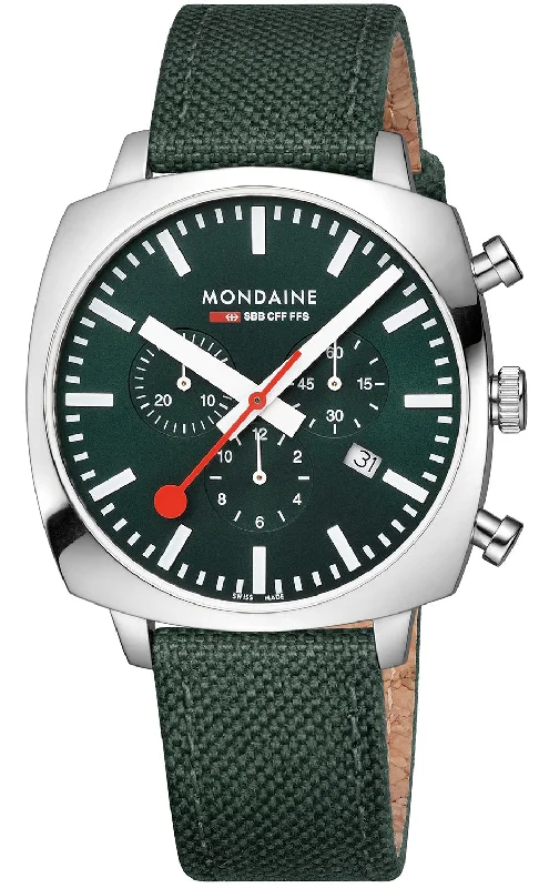men's mechanical watches with flyback function -Mondaine Official Swiss Railways Cushion Set