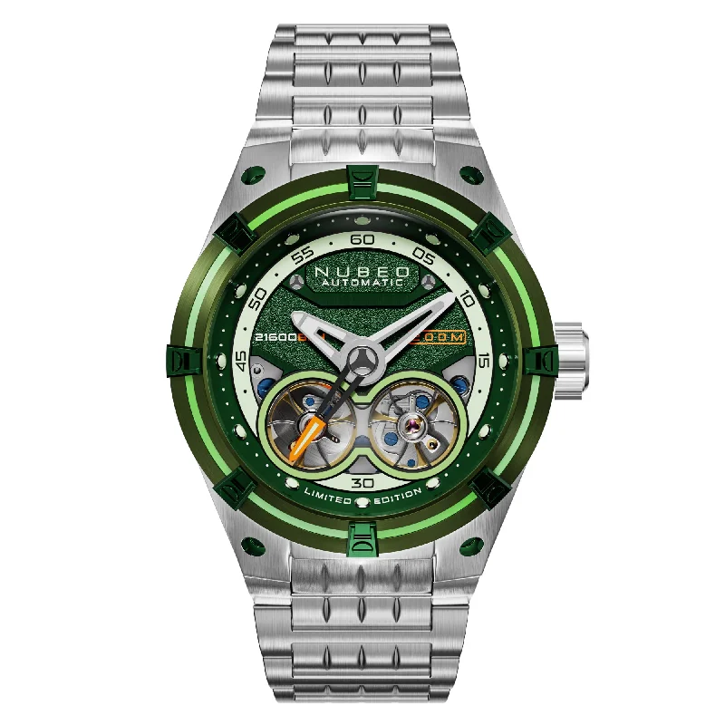 men's skeletonized watches on sale -Nubeo Galileo Automatic Dark Green Limited Edition