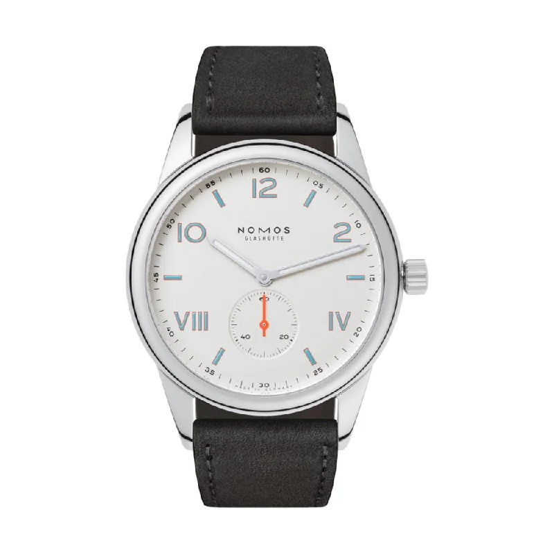 lapel-pin coordinated-Club Campus 38mm - White Silver-Plated on Leather Strap