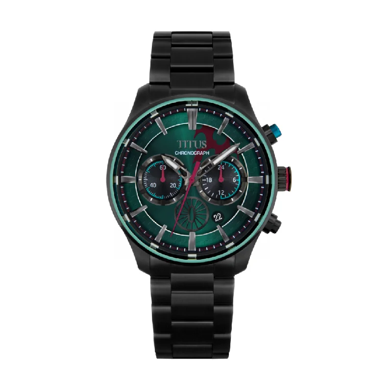 men's digital watches for casual wear -SOLVIL ET TITUS X DEMON SLAYER TANJIRO KAMADO W06-03334-002 CHRONOGRAPH QUARTZ STAINLESS STEEL LIMITED EDITION MEN WATCH