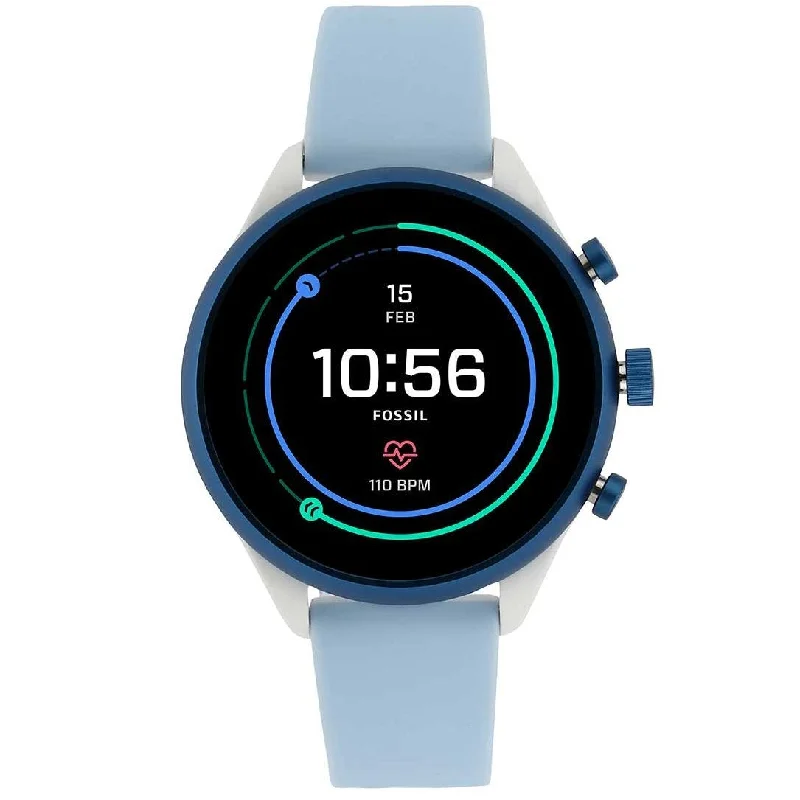 Unisex Limited Edition Design Watches-Fossil FTW6026 Blue Gen 4 Sport Smartwatch