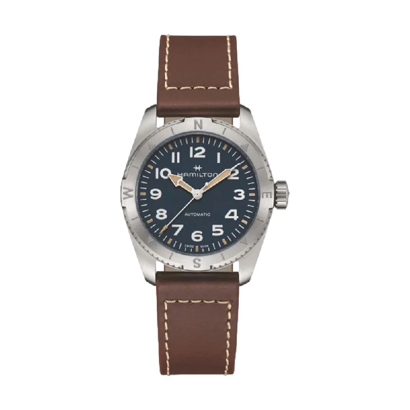 minimalist dial dress watches-Khaki Expedition 37mm - Blue on Strap