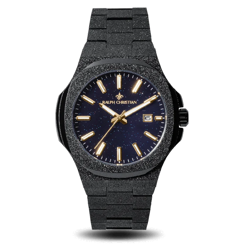 men's mechanical watches for formal events -The Frosted Stellar - Black
