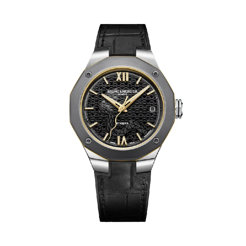 men's digital watches with glow-in-the-dark display -Riviera 10785 Year of the Snake Limited Edition Automatic 39mm - Black on Leather Strap men's digital watches with glow-in-the-dark display -Riviera 10785 Year of the Snake Limited Edition Automatic 39mm - Black on Leather Strap