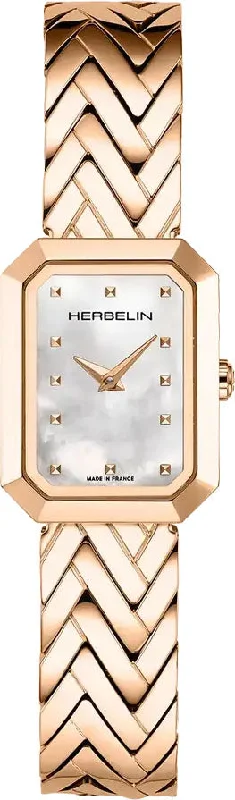 women's mechanical watches with alarm display function -Herbelin Octogone Rose Gold PVD