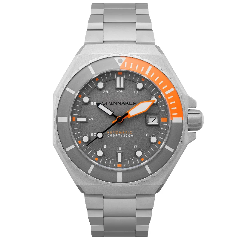 men's pilot watches with perpetual calendar style design -Spinnaker Dumas Automatic Sandblast