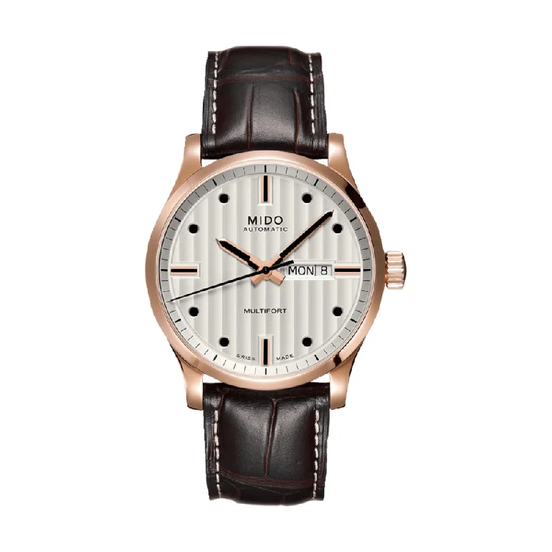 men's field watches for outdoor activities -Multifort GENT Silver Leather Strap