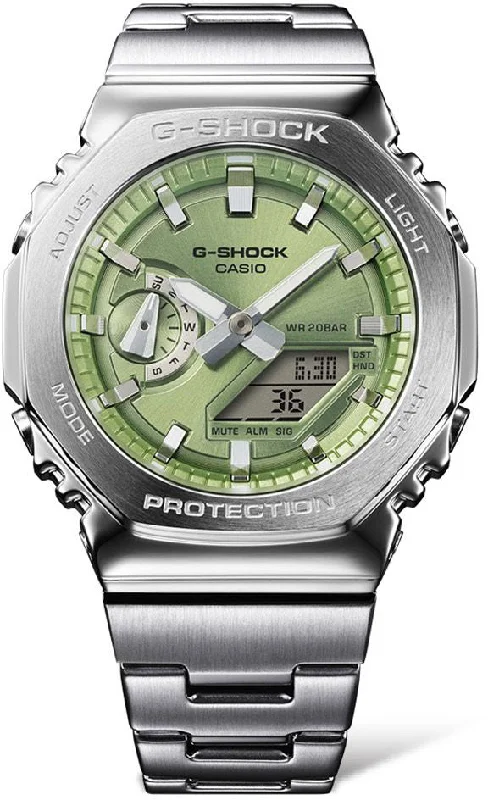 men's mechanical watches with hand-wound display -G-Shock 2110 Metallic Green Dual Display men's mechanical watches with hand-wound display -G-Shock 2110 Metallic Green Dual Display