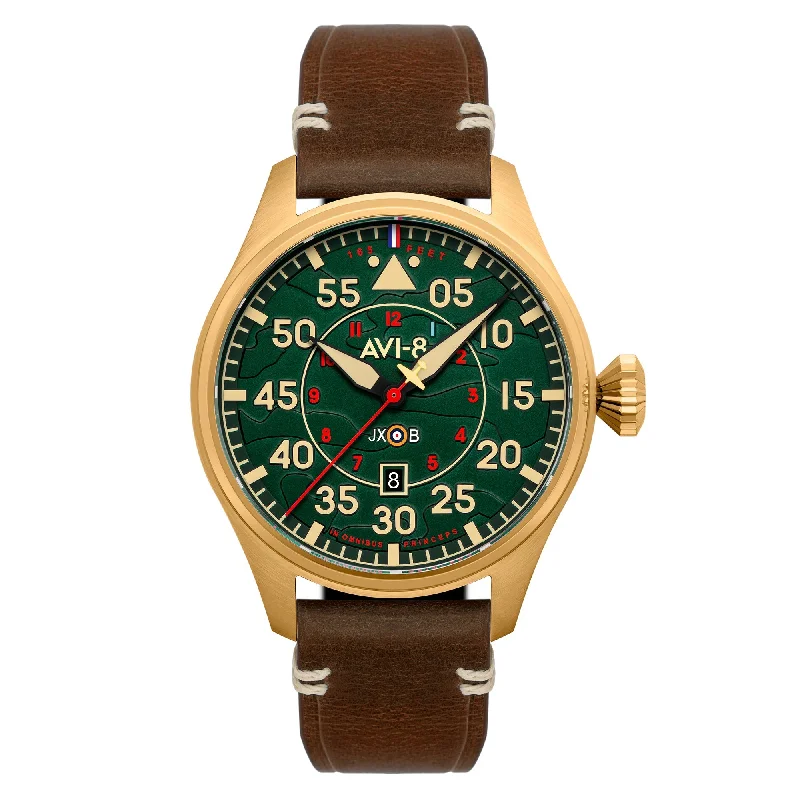 men's pilot watches with scratch-resistant style design -AVI-8 Hawker Hurricane Clowes Automatic Northolt