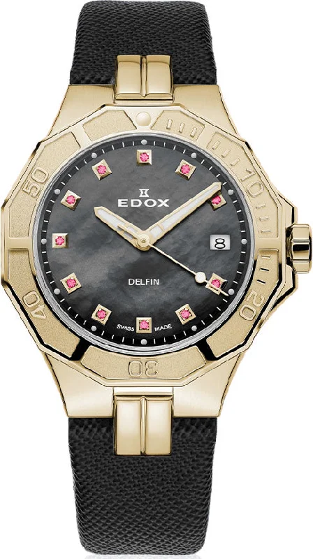 women's mechanical watches with anniversary edition design -Edox Delfin The Original Lady Quartz 3 Hands