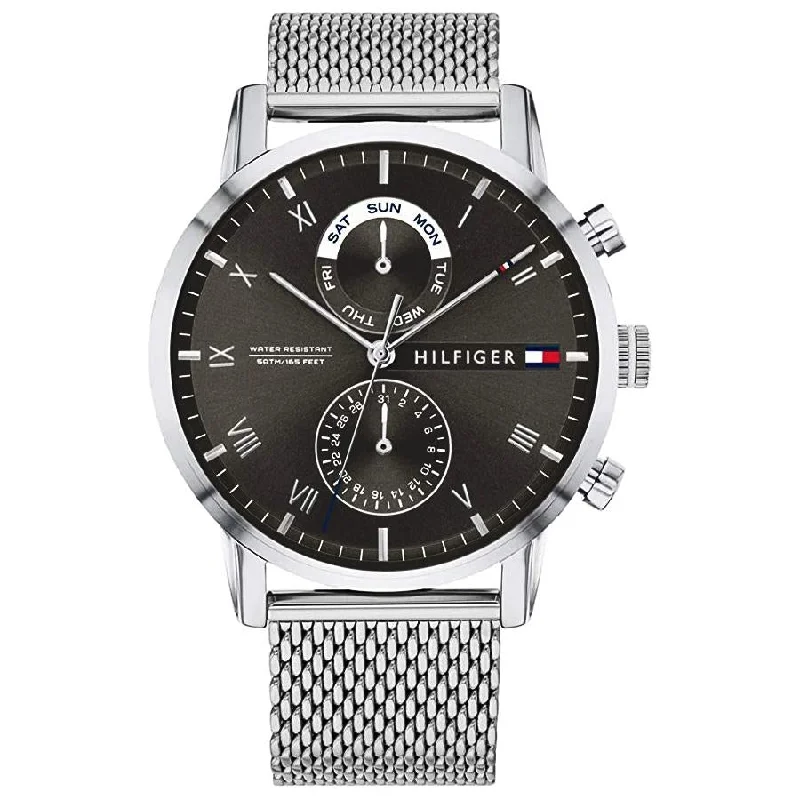 Men's Slim Dress Watches-Tommy Hilfiger 1710402 Men's Kane Silver Chronograph Watch Men's Slim Dress Watches-Tommy Hilfiger 1710402 Men's Kane Silver Chronograph Watch