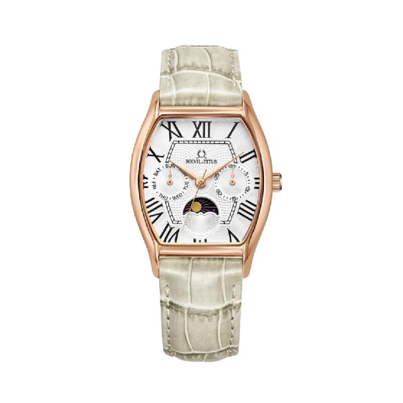 women's mechanical watches with date magnifier design -SOLVIL ET TITUS BARISTA W06-03220-009 MULTI-FUNCTION QUARTZ WOMEN WATCH