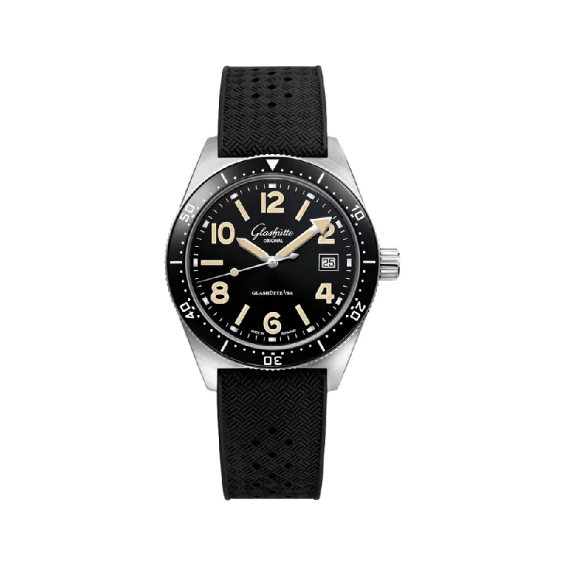 men's dive watches with anniversary edition -SeaQ 39.5mm - Black on Rubber Strap