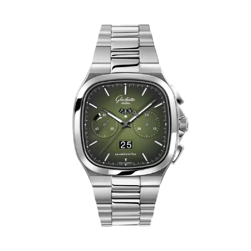 men's digital watches with vibration alert display -Seventies Chronograph 40mm - Matte Lacquered Green on Bracelet