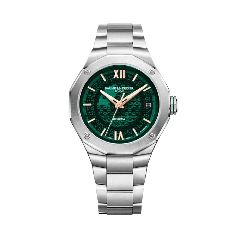 men's dive watches for men over 40 -Riviera 10770 Baumatic 39mm - Green on Bracelet men's dive watches for men over 40 -Riviera 10770 Baumatic 39mm - Green on Bracelet
