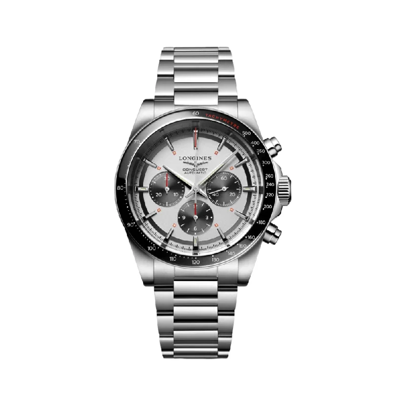 men's GMT watches with tool-free strap change style -Conquest Automatic Chronograph 42mm Silver Dial men's GMT watches with tool-free strap change style -Conquest Automatic Chronograph 42mm Silver Dial