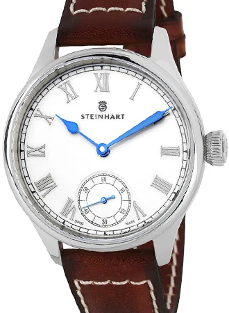 Men's Monogrammed Dress Watches-Marine Chronometer 42 Roman White