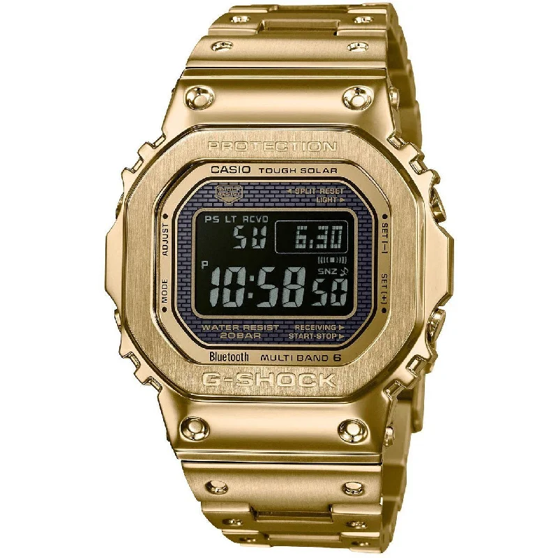 men's skeletonized automatic watch with a bracelet -G-Shock GMWB5000 Full Metal Connected Solar Gold Black
