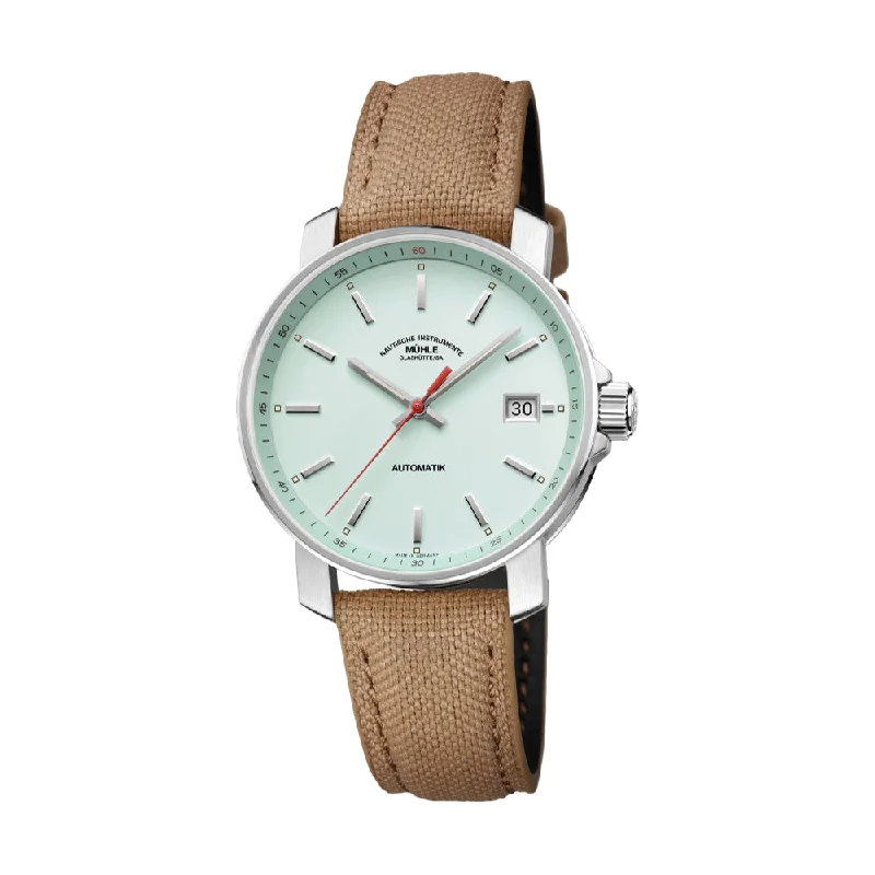men's digital pilot watches -29er Mint Dial 36.6mm on Sand Canvas Strap
