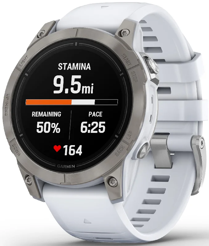 Smart Watches for Mens Water Resistance-Garmin Epix Pro Gen 2 47mm Sapphire Titanium Whitestone