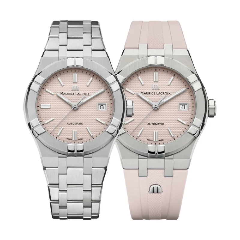 men's GMT watches for outdoor activities -Aikon Automatic Limited Summer Edition 39 mm - Pink