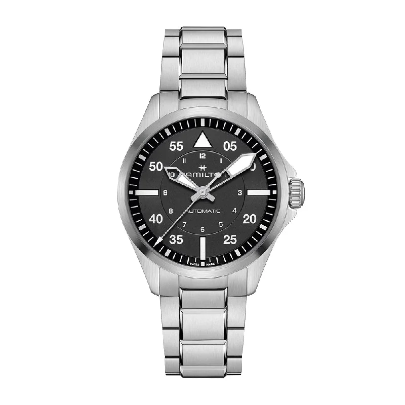 38mm-ideal-dress size-Khaki Aviation Pilot Auto 39mm - Black on Bracelet