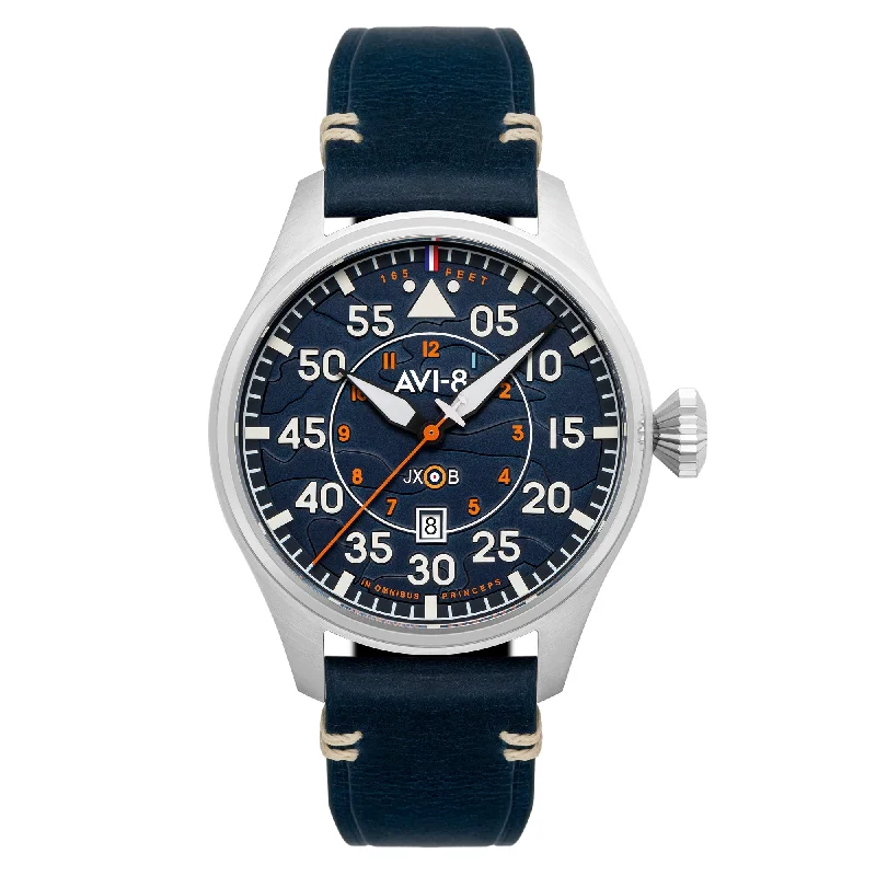 men's pilot watches with concave style design -AVI-8 Hawker Hurricane Clowes Automatic Acklington