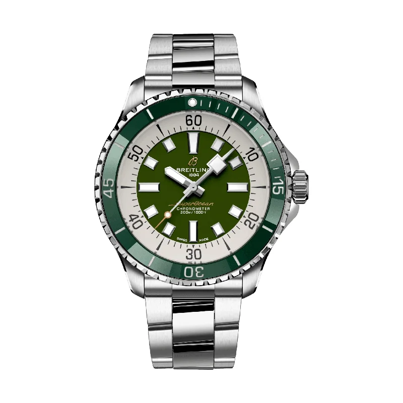 men's digital watches with luminescent display function -Superocean Automatic 44mm Stainless Steel - Green