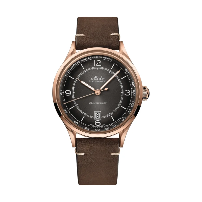 men's pilot watches with rubber straps -Multifort Patrimony Black