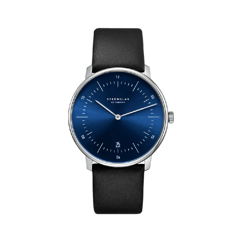 men's GMT watches with logo engraving style design -Naos Blue Dial